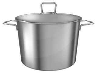 Stainless steel saucepot. Vector illustration.