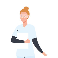 medical doctor woman with glasses design of care health and emergency theme Vector illustration