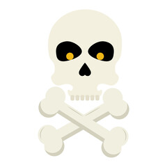 halloween skull cartoon with bones design, happy holiday and scary theme Vector illustration