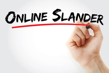 Online slander text with marker, concept background