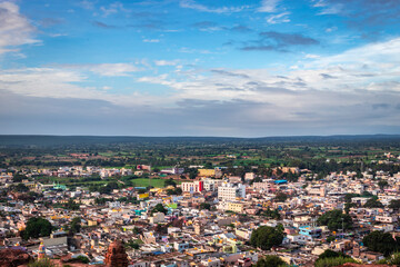 city urbanization view with amazing blue sky from flat angle shot