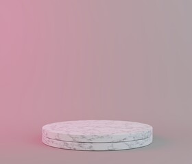 Marble podiums pink background. Abstract minimal scene with geometrical. Modern pedestal show cosmetic products presentation. Mock up design empty space. studio platform template. 3d render