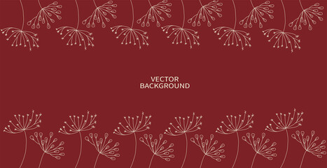 Vector horizontal background in minimal style with doodle branch and space for text.	