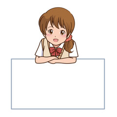 Clip art of a girl giving a tour