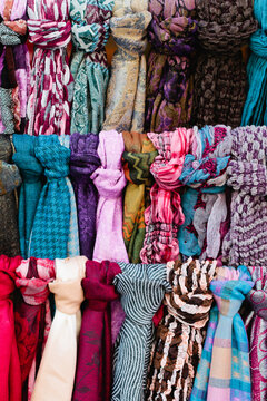 multi color scarves on display