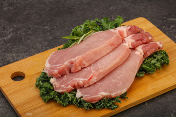 Raw pork steak for cooking