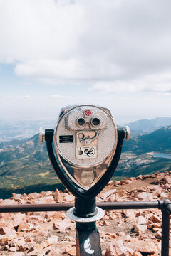 Binoculars at the top of Pikes Peak