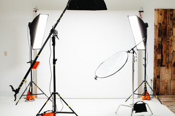 photography studio with lighting gear