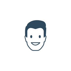 Happy head of man icon.