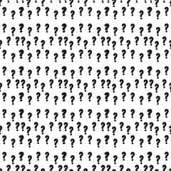 Vector seamless pattern with question marks. Monochrome hipster background. Hand drawn random black punctuation marks.