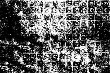 Grunge texture. Black and white background. Black scratches, scuffs, chips, blotches. A monochrome backdrop. Vector graphics