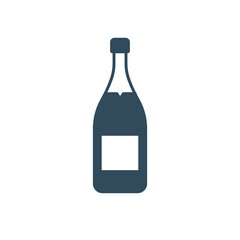 Wedding glyph Icon Vector Champagne Bottle. Congratulation, celebration, wine icon. Alcohol drink glass icon
