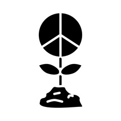 peace symbol in flower silhouette style icon