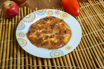 Pumpkin, halloumi  chilli omelette