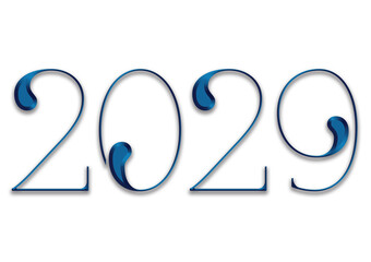 2029, Jahreszahl, Nummer, Blau