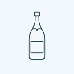 Wedding Line Outlined Icon Vector Champagne Bottle. Congratulation, celebration, wine icon. Alcohol drink glass icon