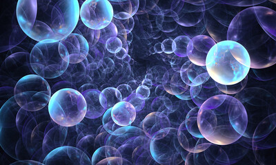 Colorful bubbles, beautiful background for art project. 3D illustration, computer-generated fractal