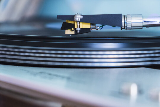 Close-up of turntable