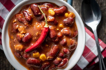 Chili con carne. Mexican food with beans.