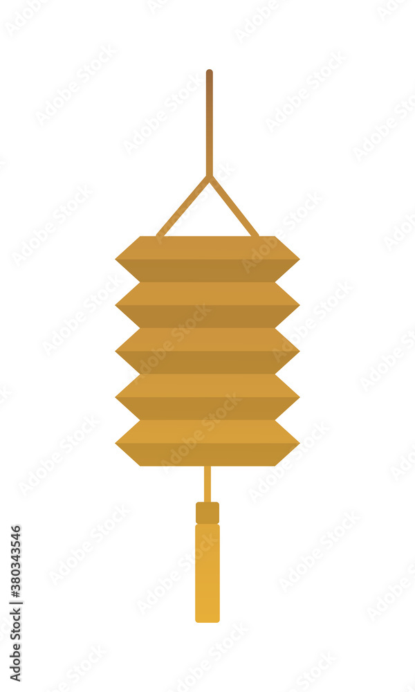 Sticker golden chinese paper lamp hanging icon