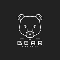 Monoline style of bear logo design. Perfect for apparel, fashion and clothing company