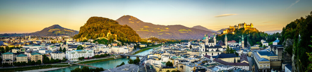 Naklejka premium famous old town of Salzburg in Austria