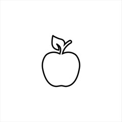 Apple vector icon. Simple black outline icon isolated on a white background. Logo illustration.