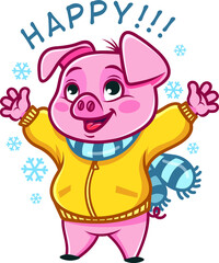 Funny Pig vector character design