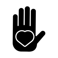 Obraz premium hand with heart love symbol silhouette style icon