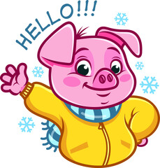 Funny Pig vector character design