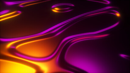 3d render wavy surface. Abstract waving background with neon ripples. Iridescent holographic liquid multicolor pattern, fluid shapes.
