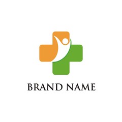 Vector Illustration of Plus and Human Logo for Health Care Business  