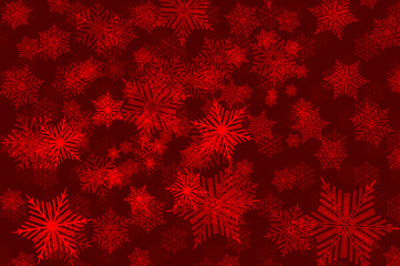 Naklejka na ściany i meble Snowflakes - winter vector pattern - red background