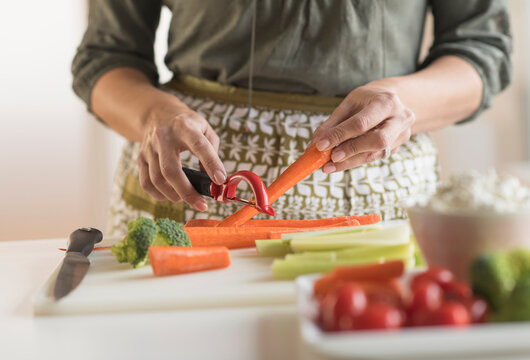 Woman preparing vegetables