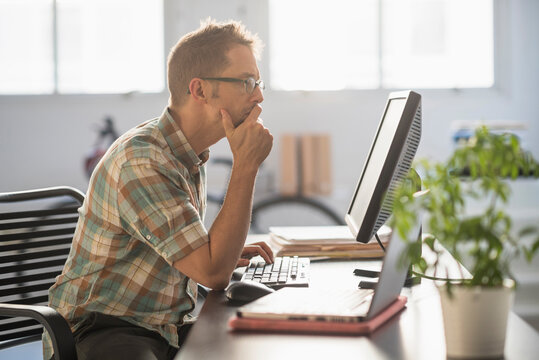 Man using computer in office