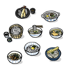 うどん　イラスト　タイトル　20092505 hanadaruma 