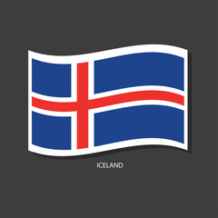 Obraz premium Iceland flag Vector waving with flags. 