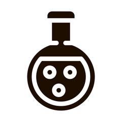 Flask With Chemical Liquid Vector Icon. Organic Cosmetic, Laboratory Liquid Natural Component Pictogram. Eco-friendly, Cruelty-free Product, Molecular Analysis Contour Illustration