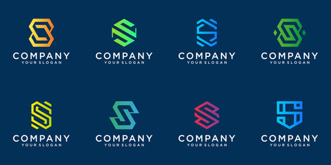 A collection Creative colorful of letter s logo designs in abstract modern minimalist flat for business