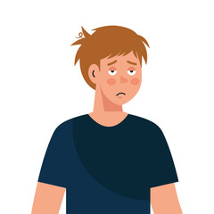 man cartoon with insomnia design, sleep and night theme Vector illustration