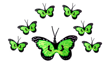 Lovely paper butterfly crafts, Summer preschooler art and craft idea. Closeup.