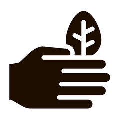Hand Care Wood Leaves Tree Vector Icon. Organic Cosmetic, Natural Wood Component Pictogram. Eco-friendly, Cruelty-free Product, Molecular Analysis Contour Illustration
