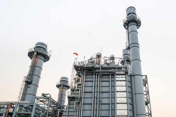 Glow light of petrochemical industry on sunset and Twilight sky ,Power plant,Energy power station area