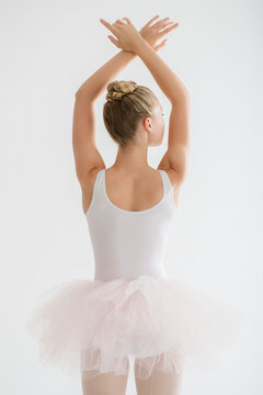 Rear view of teenage (16-17) ballerina