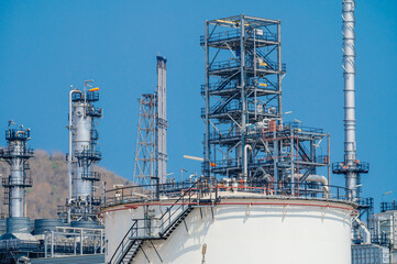 Industrial zone,The equipment of oil refining,Close-up of industrial pipelines of an oil-refinery plant,Detail of oil pipeline with valves in large oil refinery.