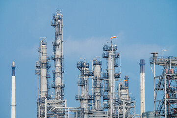 Industrial zone,The equipment of oil refining,Close-up of industrial pipelines of an oil-refinery plant,Detail of oil pipeline with valves in large oil refinery.