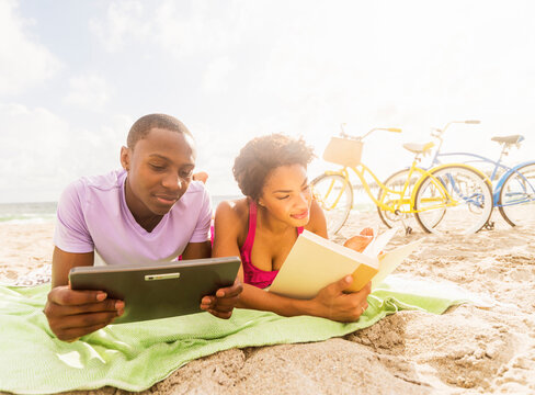 Young couple relaxing on beach