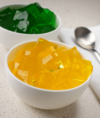 Yellow and green jello