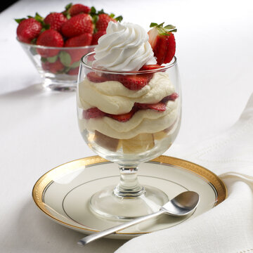Strawberry shortcake in glass