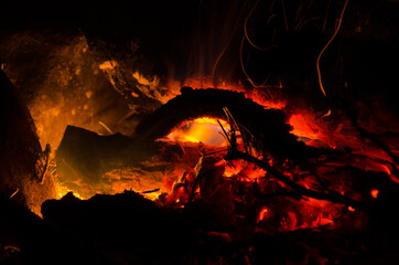 embers burn down in a hardwood fire